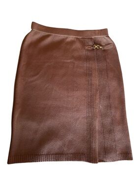 NWOT St John Sport Light Brown Knit Pencil Skirt w Pin Detail Sz M